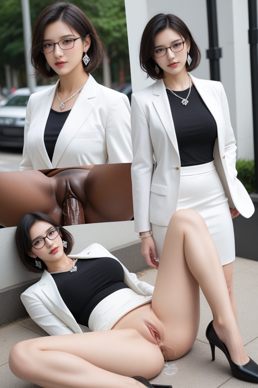 Waist, White Pencil Skirt, Idol Face Porno IA Asiatique