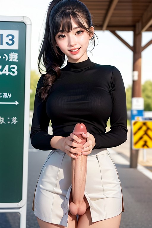 Wearing Office Uniform, Mischievous Smile, Standing Pose Porno asiático IA