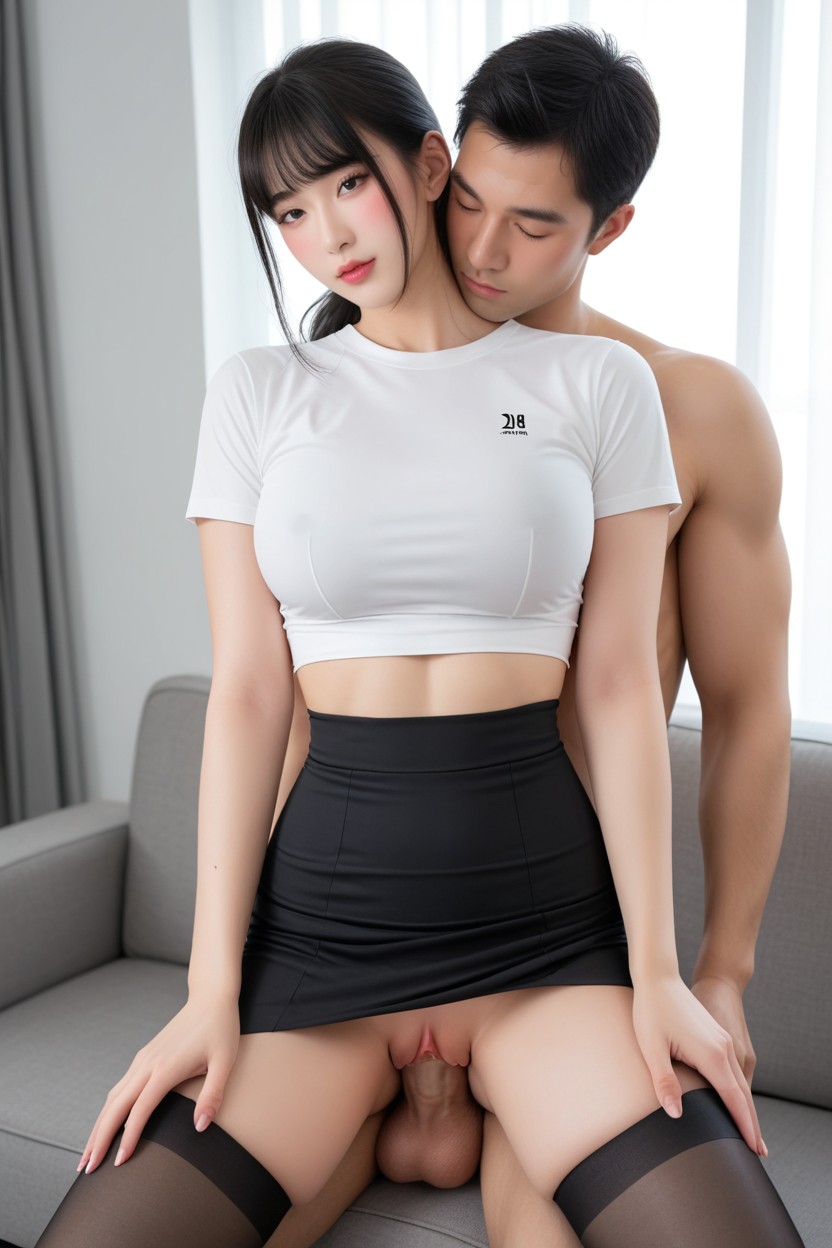 Thick Bangs, Big Penis, Woman Looking At The Audience Asian AI Porn