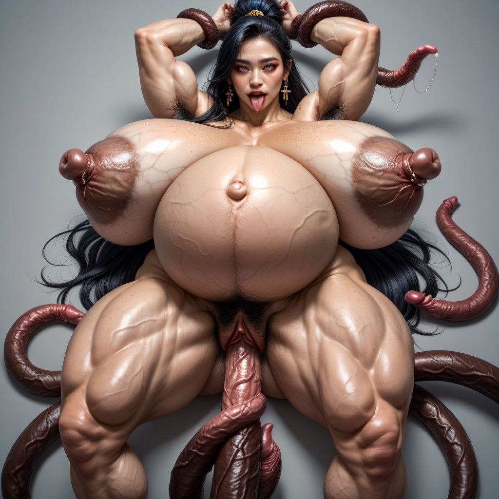 They Is Extremely Giant, Veiny Saggy Breasts, Freckles Body Asian AI Porn