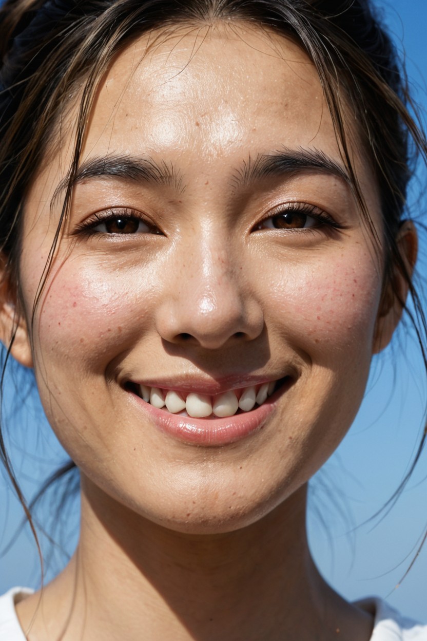 Balanced Facial Proportions, Slightly Thinner Upper Lip And Moderately Full Lower Lip, Natural Nose Bridge 아시아 AI 포르노