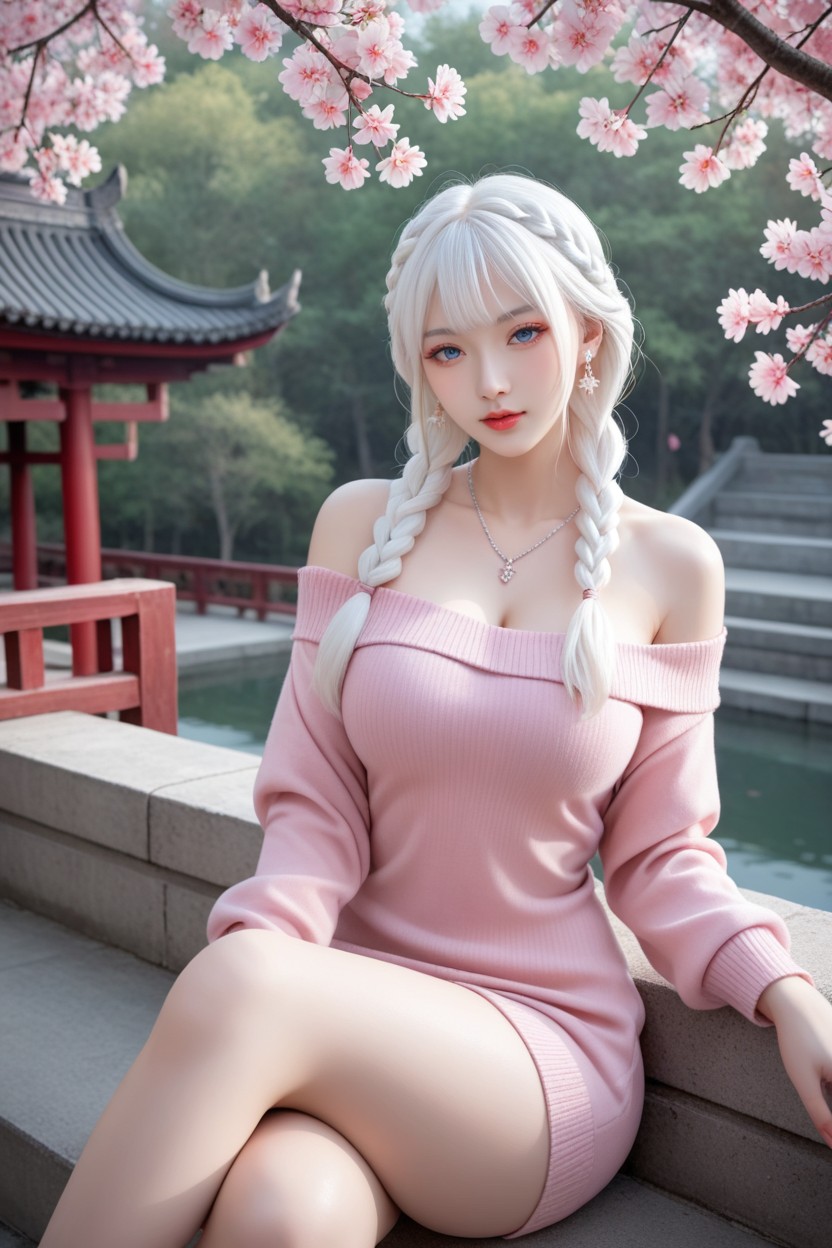 Silver Earrings, Very Smooth Skin, Uhd Asian AI Porn