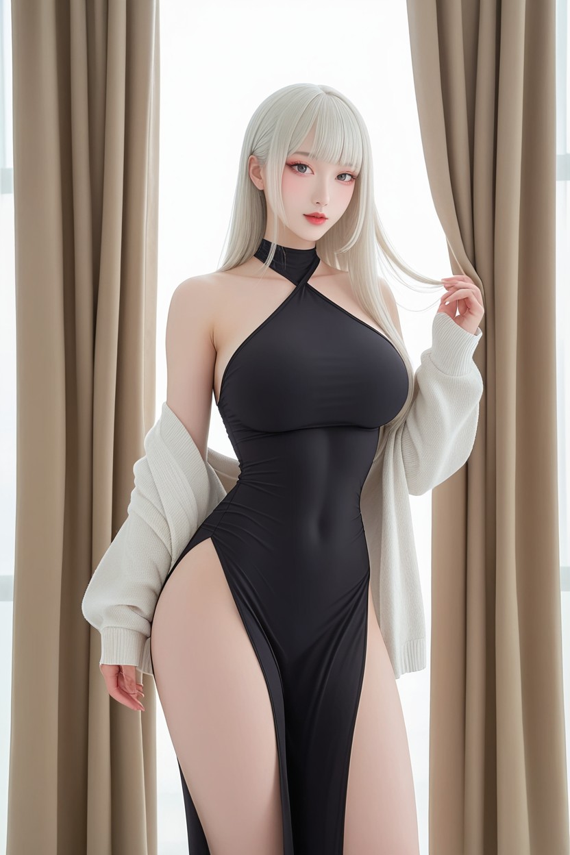 High Resolution, Albino Skin, Grey Eyes Porno IA Asiatique