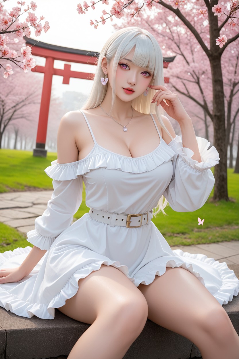 Silver Necklace, Chinese Goddes, Sunlight Asiatischer KI Porno
