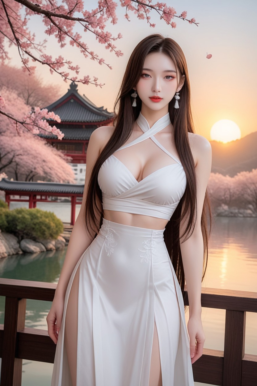 Hourglass Figure, Beautiful Face, Vista Frontal Porno asiático IA