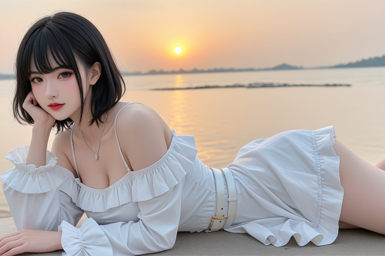Bangs, Hourglass Figure, White Skin アジアのAIポルノ