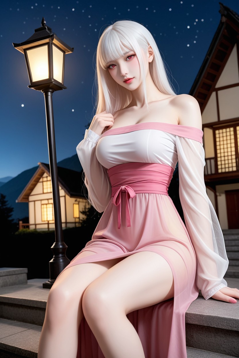 Pink Long Sleeve, Medium Breast, Extremely Perfect Hip Porno asiático IA