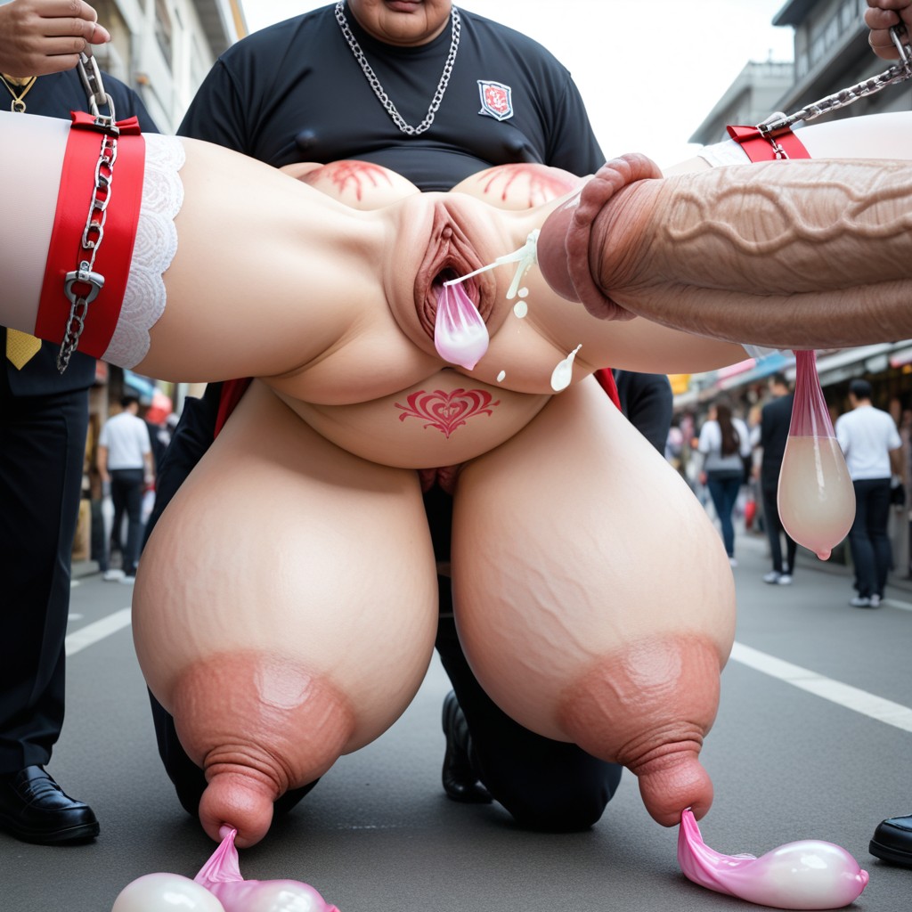 Gigantic Barbed Cock Inserted Pussy, Gigantic Thick Barbed Cock, Forehead Asian AI Porn