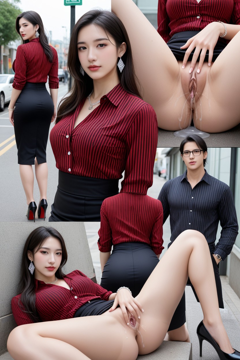 Extremely Massive Black Eyes, Sweaty, Distinctive Elegant Beauty Asian AI Porn