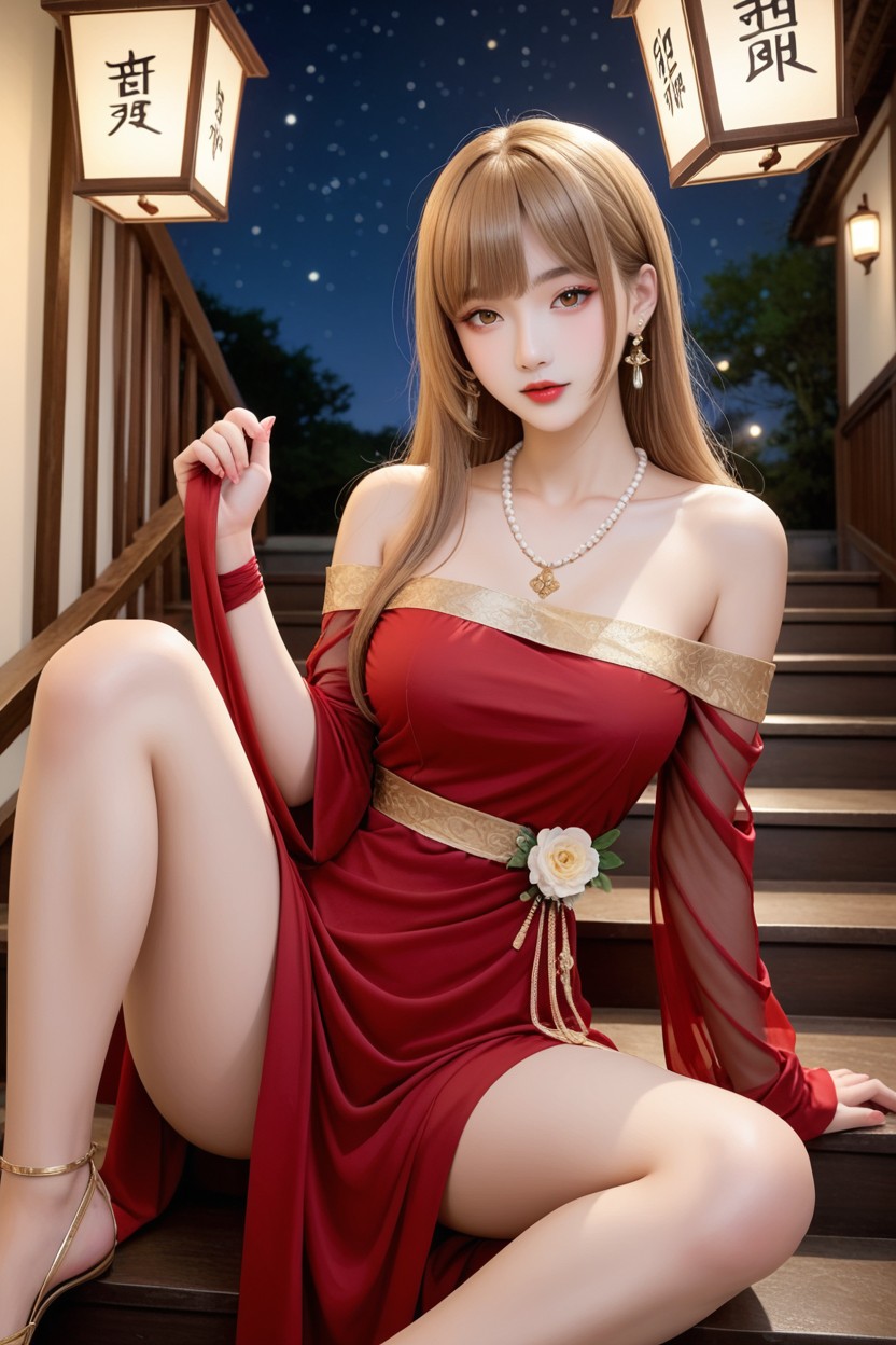 Extremely Perfect Hip, Hazel Eyes, Hourglass Figure Asian AI Porn