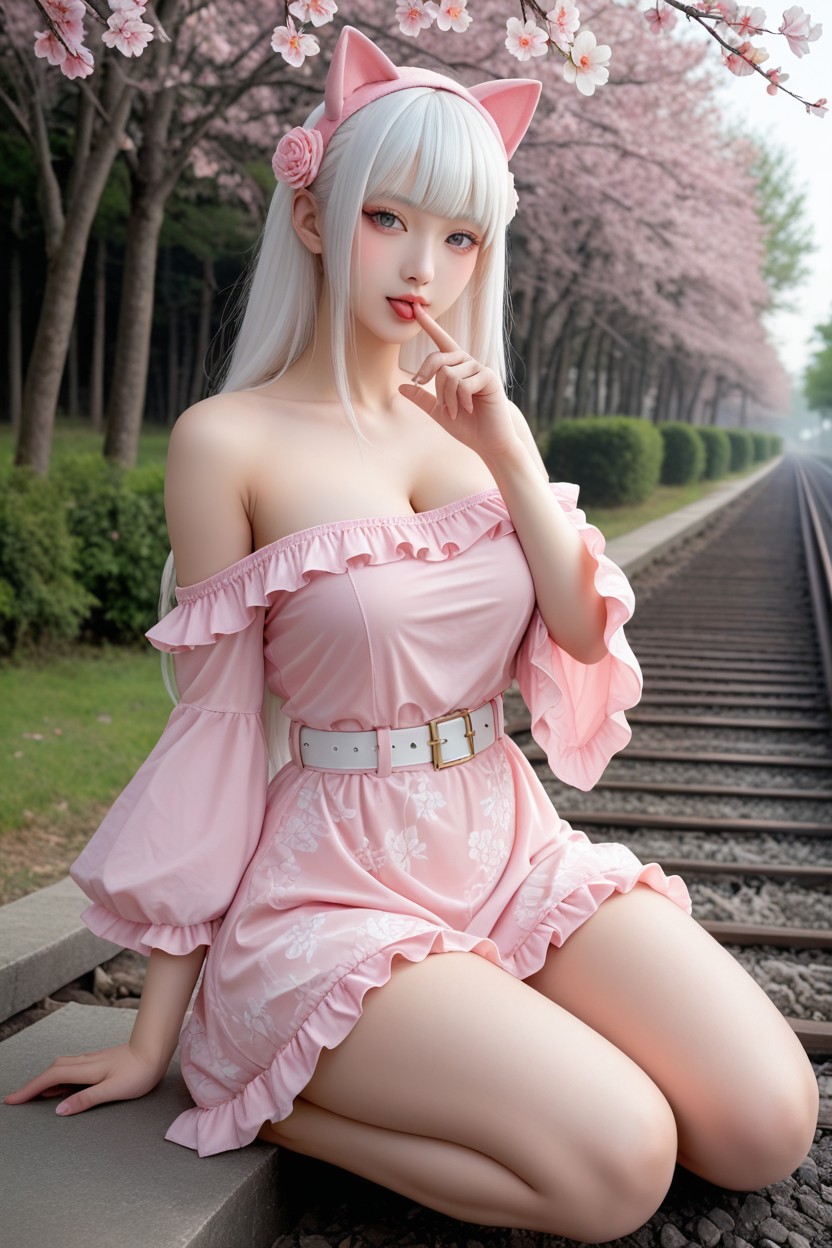 Large Breast, Pose De Gato, Distinctive Beauty Porno asiático IA