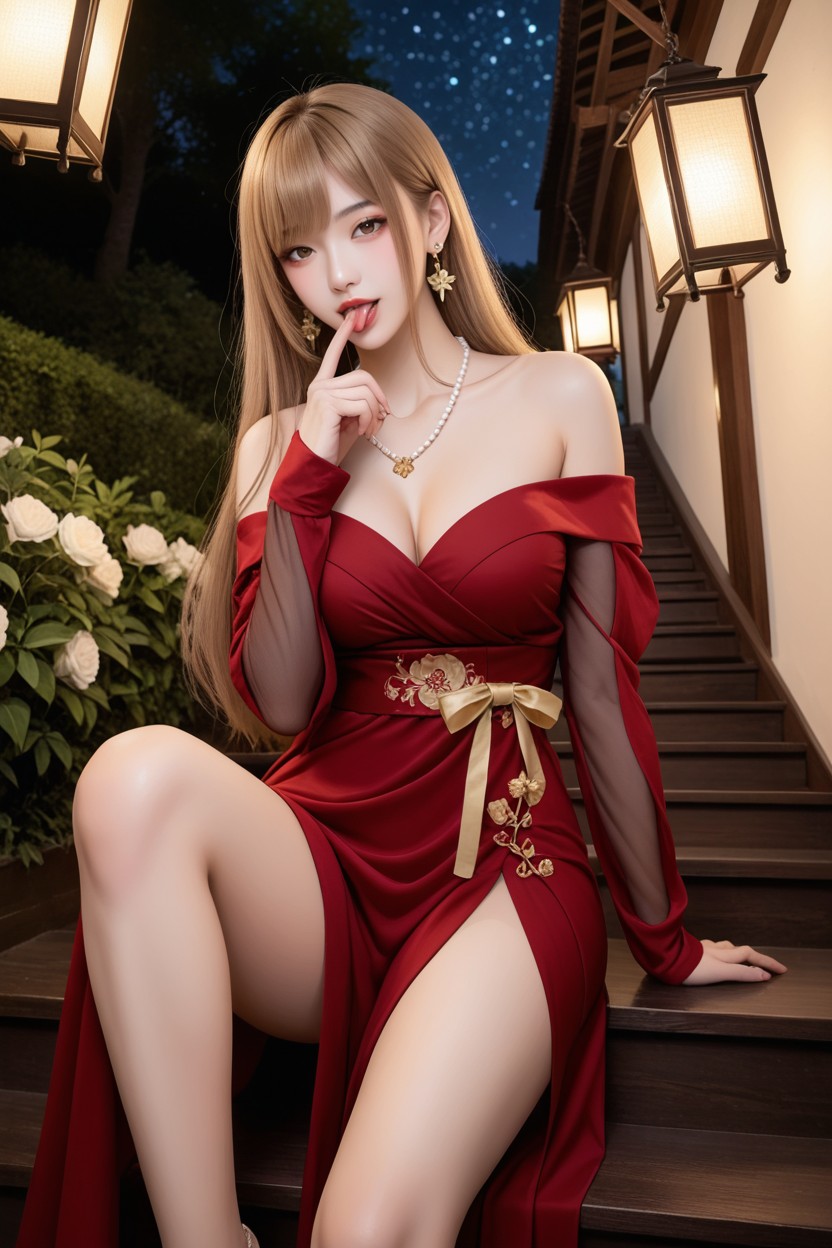 Light Brown Hair, Medium Ass, Long Hair With Curtain Bangs Porno IA Asiatique
