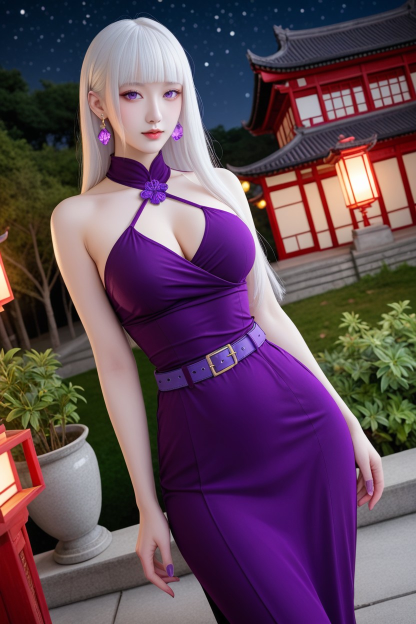 Front View, Chinese Stone Bridge, Medium Breast Asian AI Porn