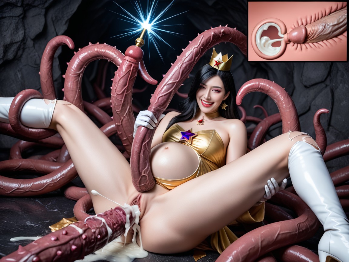 Tentacle Sex, Lesbian On Woman, Inside Tentacle Cave Asian AI Porn