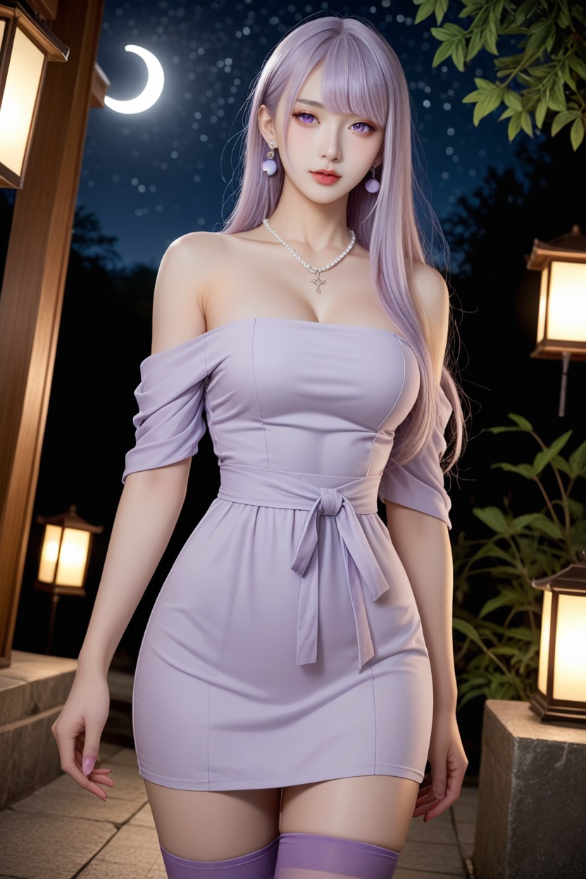 Miss Universe Winning Idol Face, Long Layer With Curtain Bangs, Beautiful Face Asian AI Porn