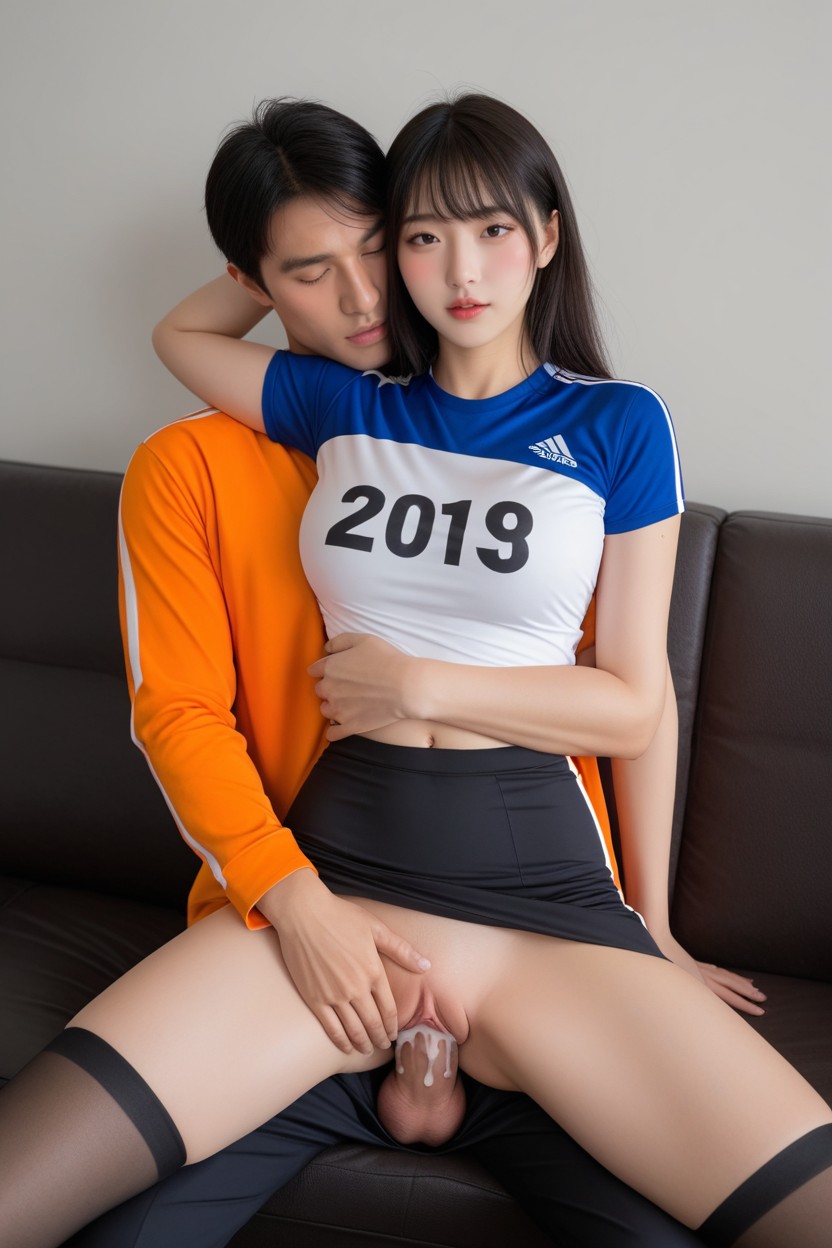 Medium Length Black Hair, Firm Breasts, Large Breast Asian AI Porn