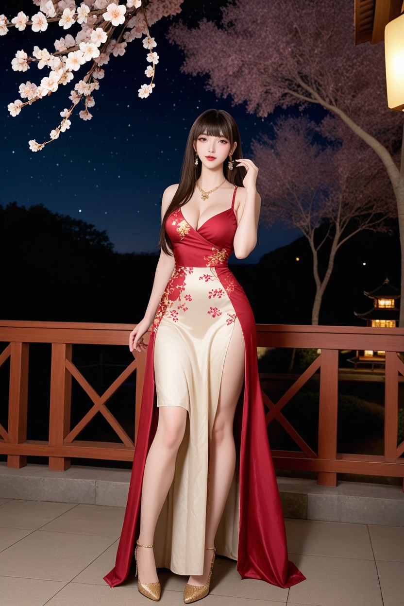Background Of A Traditional Japanese House, Perfect Waist And Hip, Extremely Smooth Skin Asian AI Porn