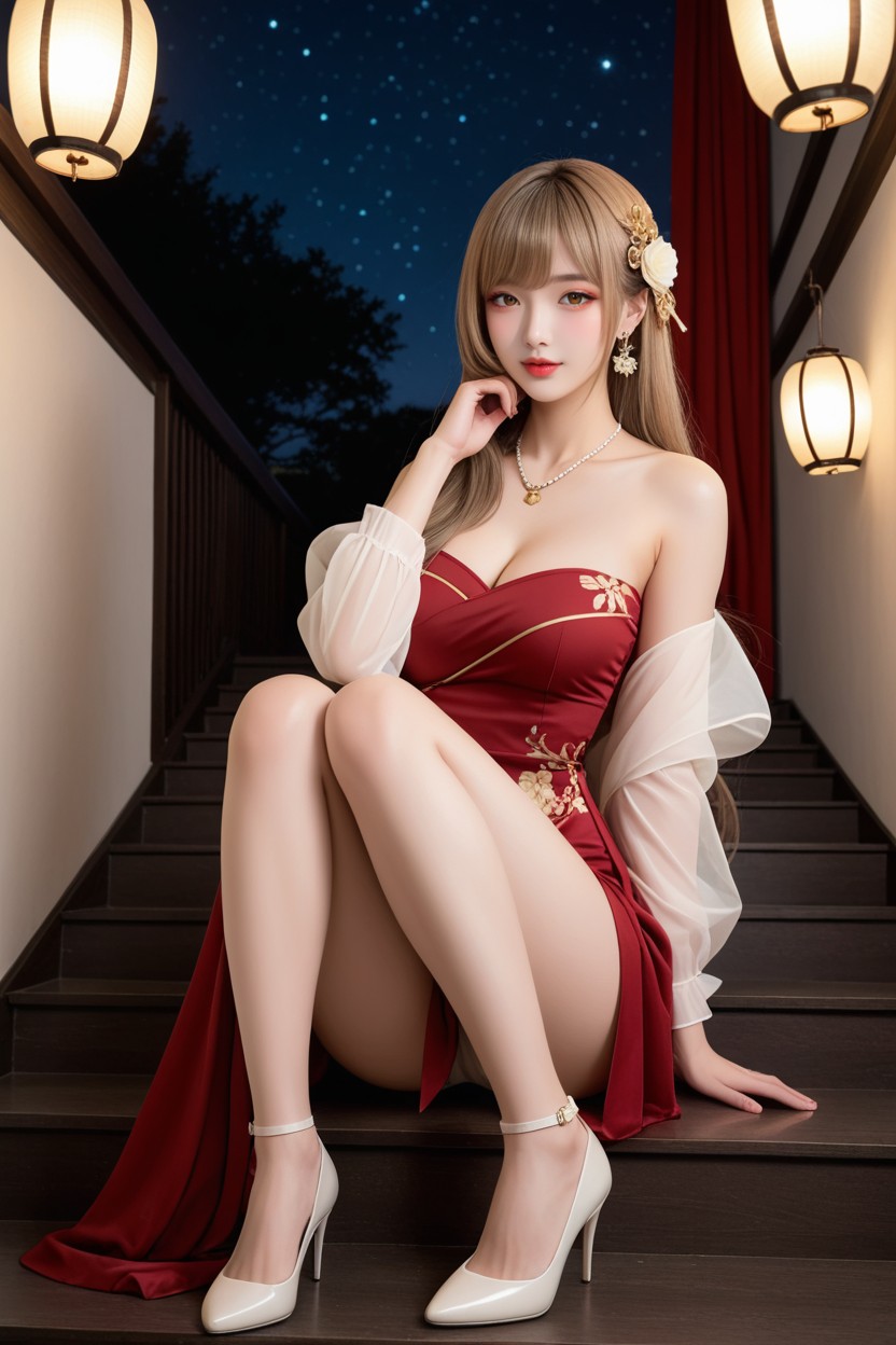 Chinese Idol, Night Sky With Stars, Night Asian AI Porn