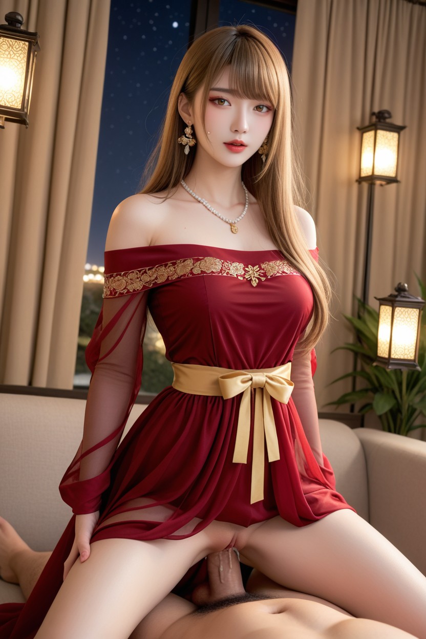 Very Smooth Skin, Gold Floral Drop Earrings, Anal Sex Asian AI Porn