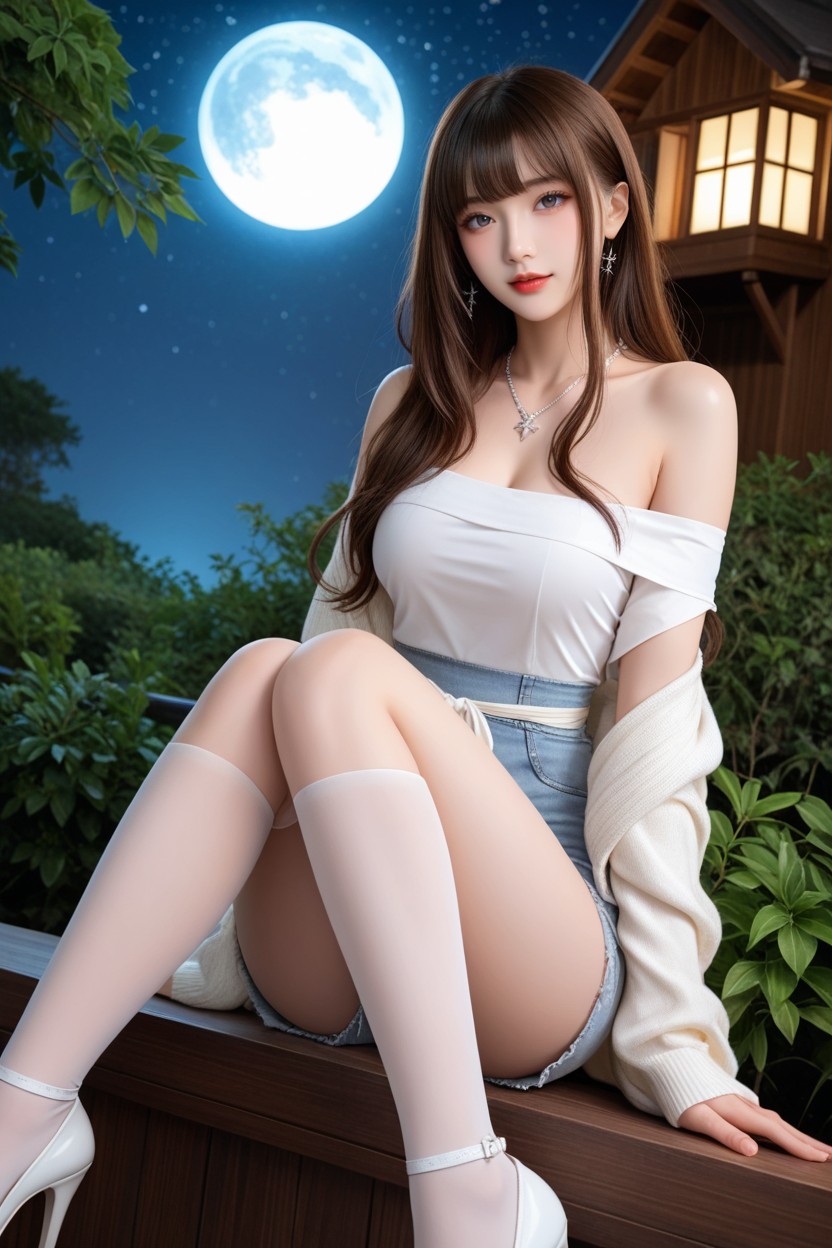 White Stocking, Distinctive Beauty, Perfect Curvy Body Porno asiático IA