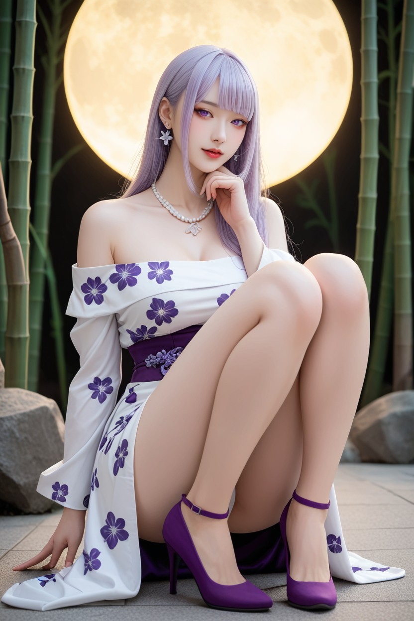 Night Sky With Stars And Crescent Moon, High Resolution, Street Lantern Asian AI Porn