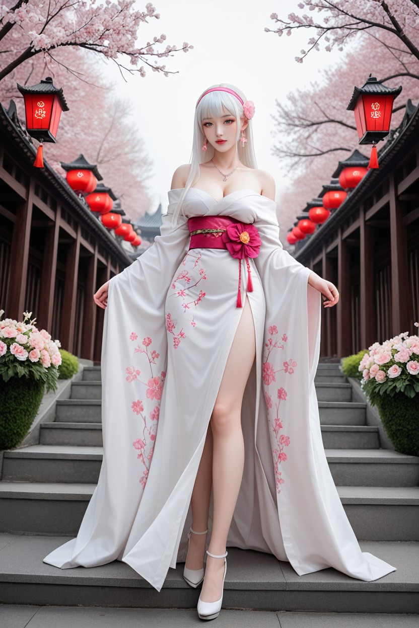 White Skin, White Strappy Stiletto High Heels, Medium Breast AI国产黄片