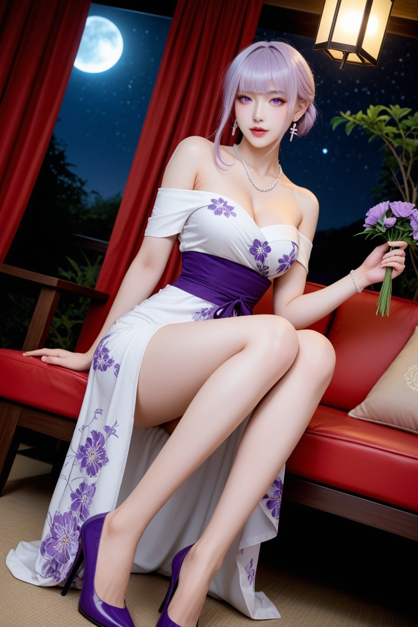 Sitting On The Sofa, Long Layer With Curtain Bangs, Perfect Body AI國產黃片