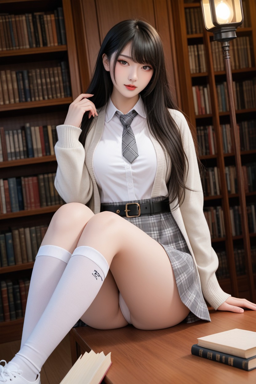 Extremely Perfect Hip, Vista Frontal, Cream Cardigan Porno asiático IA