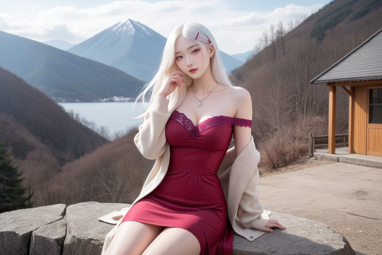 Korean Goddes, Silver Necklace, High Resolution Asian AI Porn