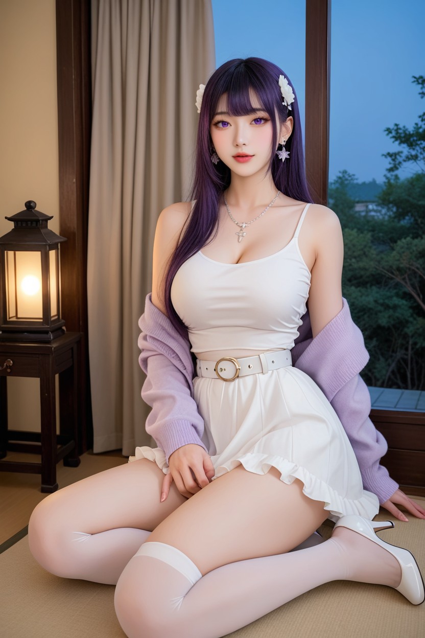 Legs Together, Miss Universe Winning Idol Face, Sitting On The Recliner Chair Asian AI Porn