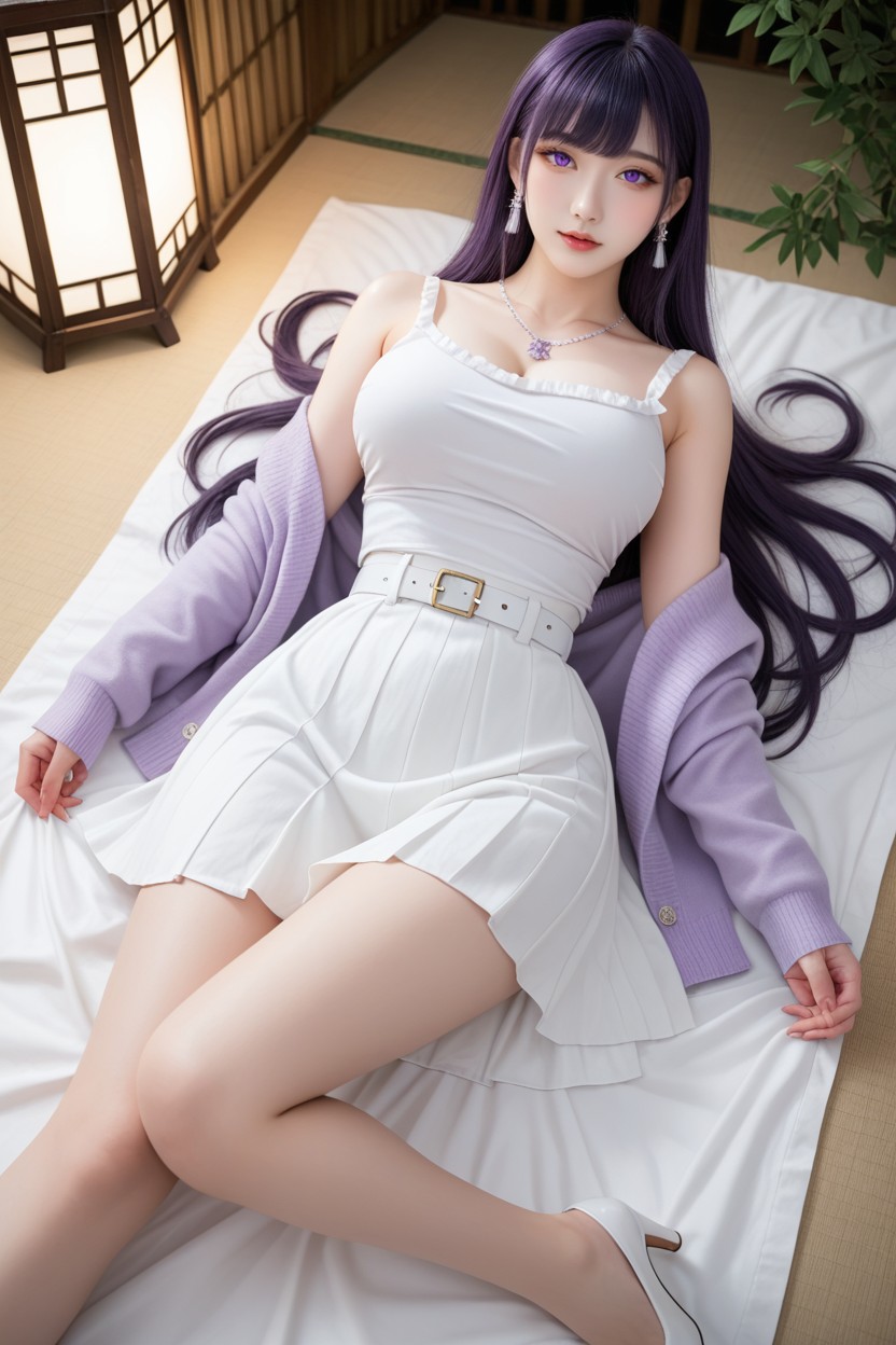 Lantern, White Off-shoulder Tanktop, Extremely Beautiful Face Asian AI Porn