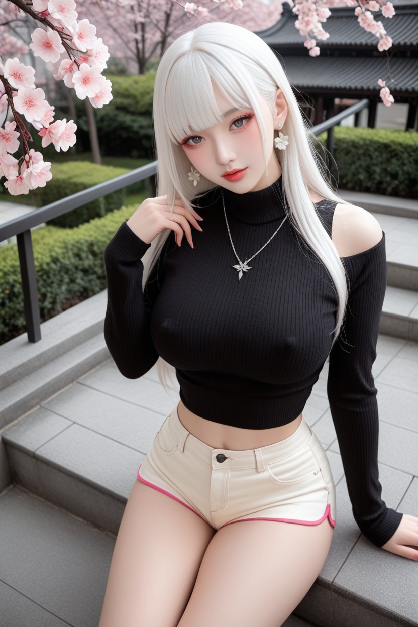 Palace, Extremely Perfect Hip, White Skin Asian AI Porn