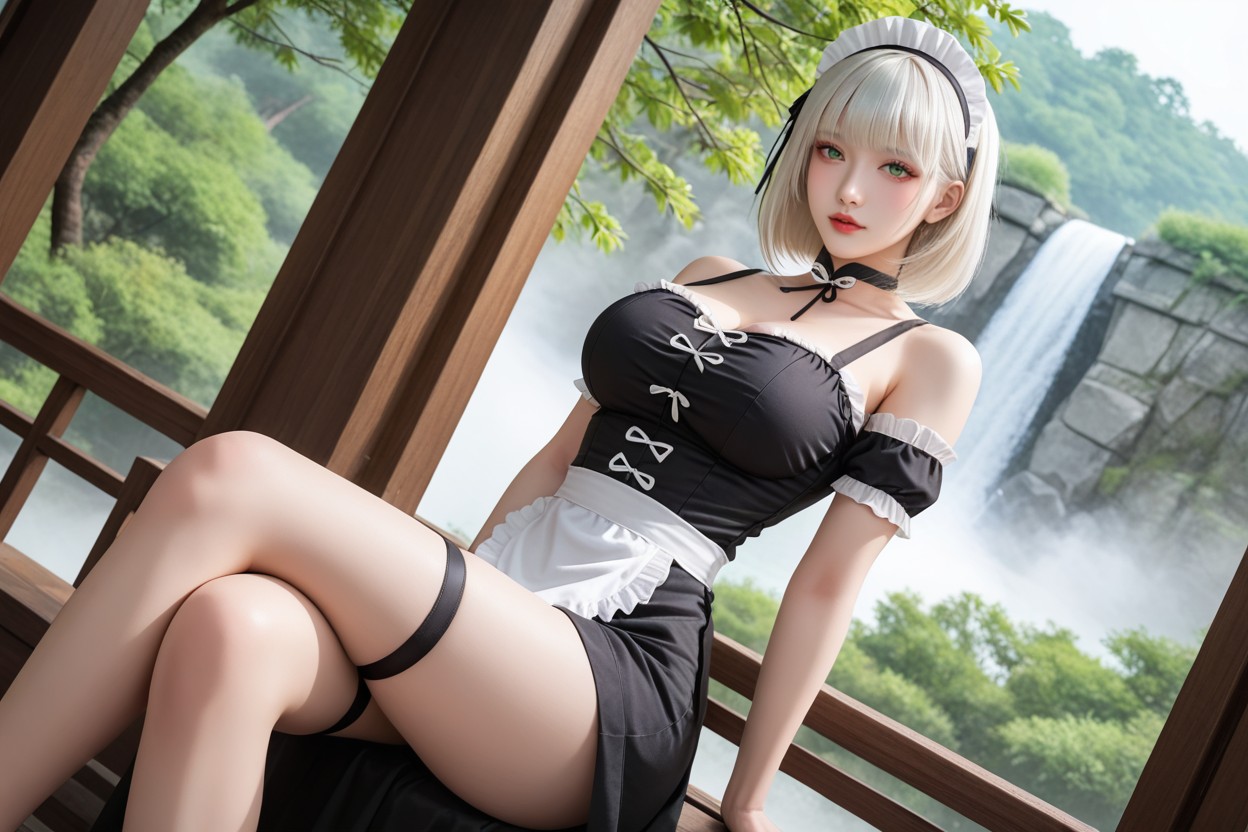 Chinese Goddes, Black Choker, Perfect Curvy Body Asian AI Porn