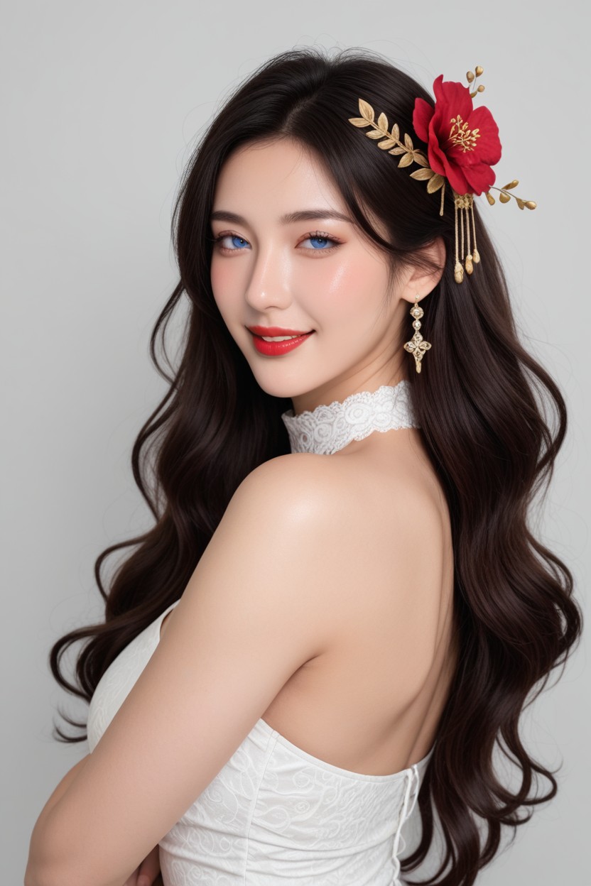 High Resolution, Curly, Curvaceous Hips Asian AI Porn