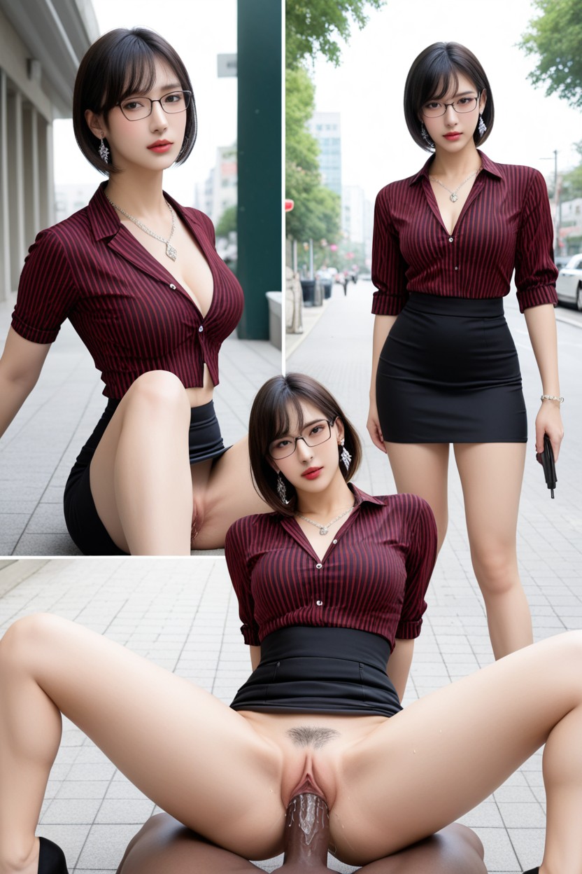 Grinning, Waist, Realistic Asian AI Porn