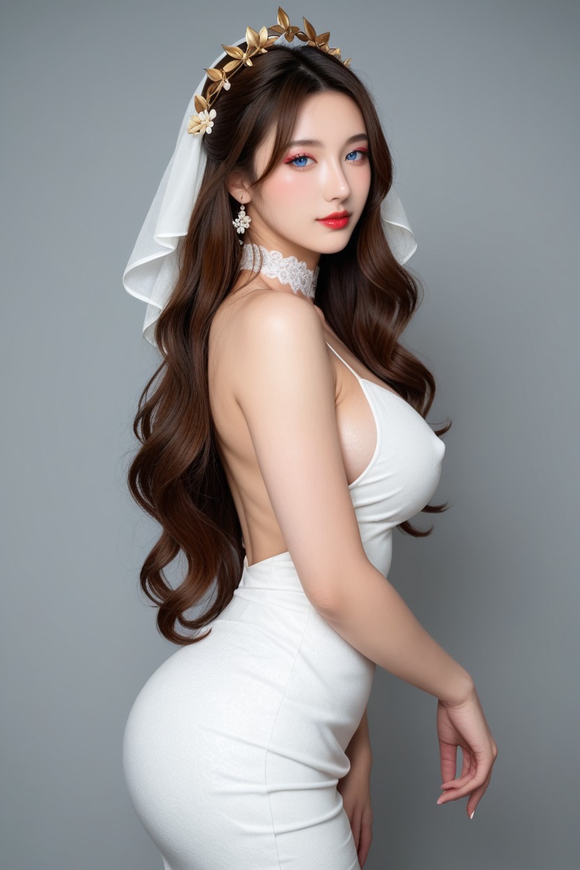 Side View, Lace Choker, Waist Shot Asian AI Porn