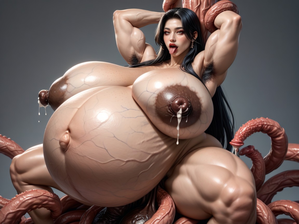 Visible Varicose Veins, Longす Dark Color Nipples, Hyper Hard Erection Hyper Barbed Horsecock Porno asiático IA