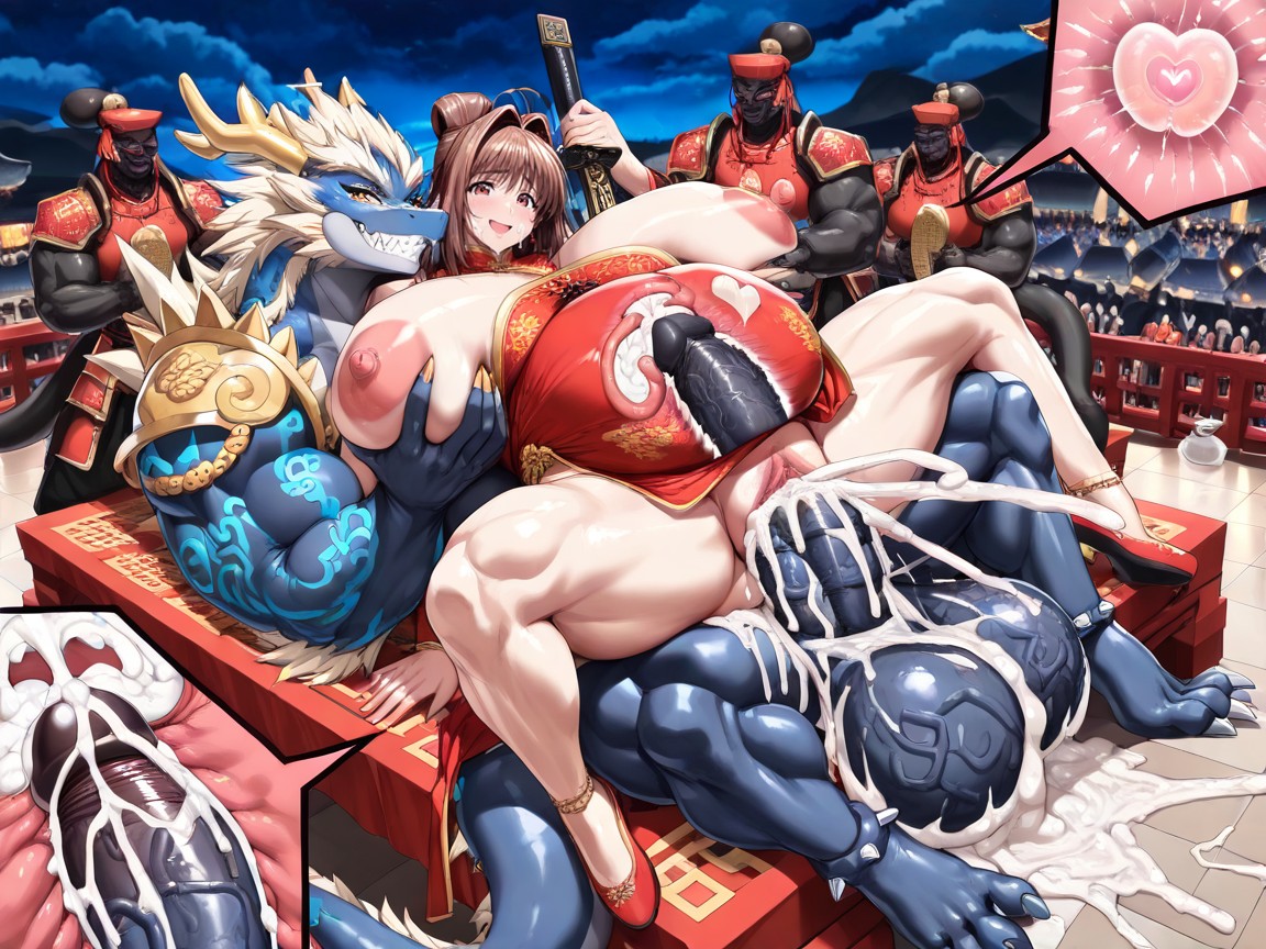 Small Ass, Mature Villainess Is Wearing Evil Chinese Dragon Armored Armor Costume, Small Breasts Asian AI Porn