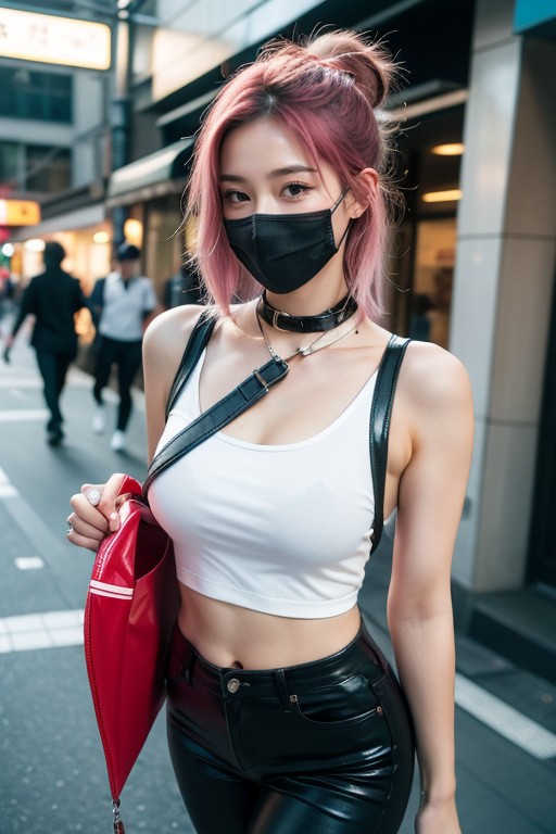 18+, She Is Armed, She Is Wearing A Pet Collar Asian AI Porn