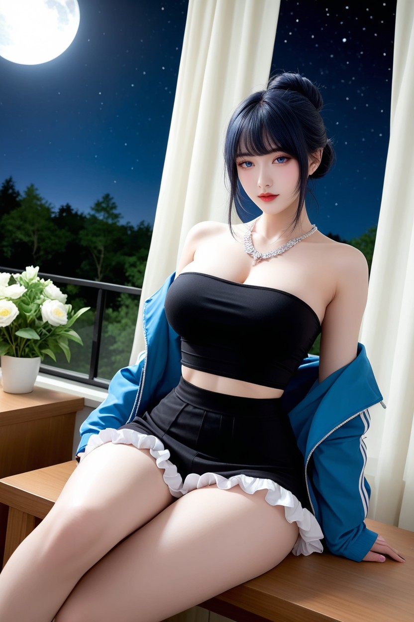 Moonlight, Thighs Exposed, 18+ Asian AI Porn