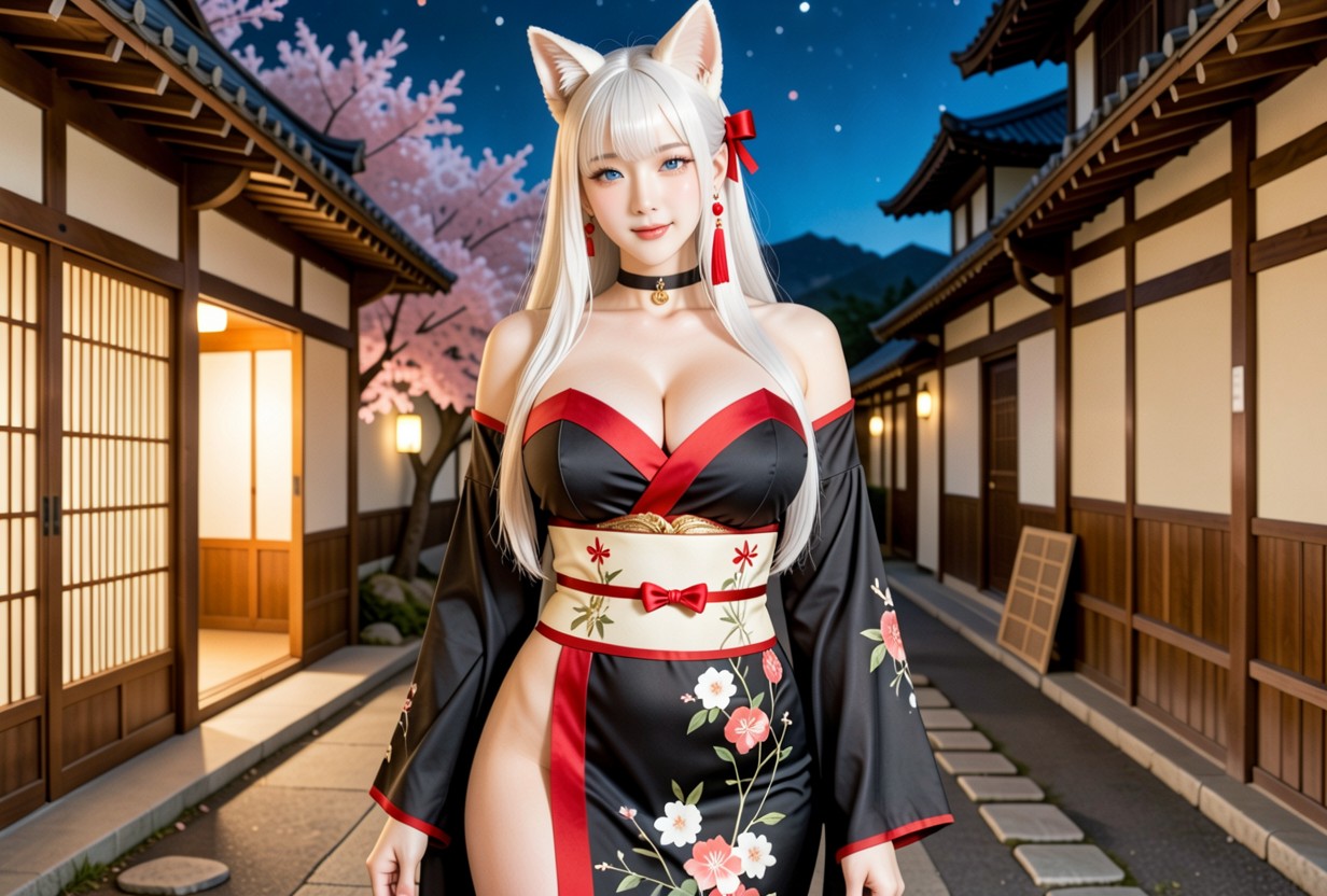 Night Sky With Stars, Extremely Perfect Hip, Japanese Rural Lane Asian AI Porn