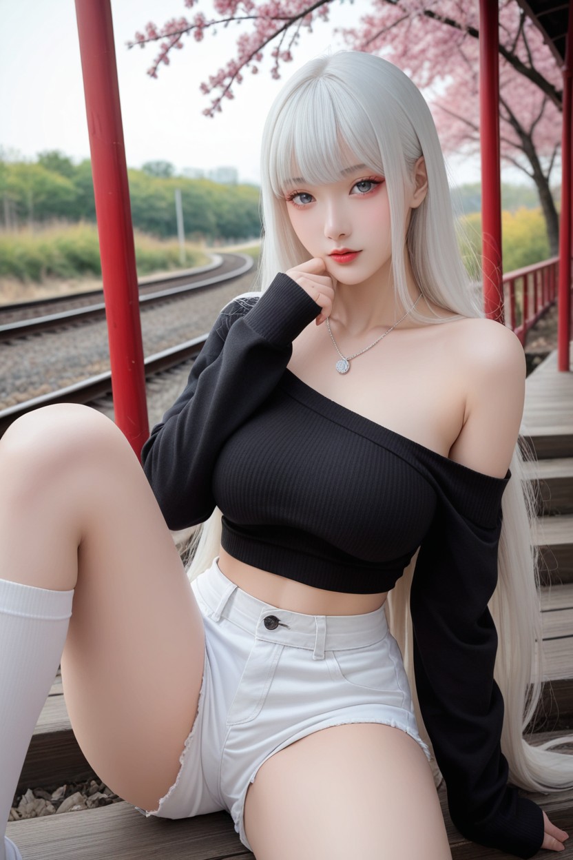 Hand On Chin, Perfect Curvy Body, Chinese Idol Porno asiático IA