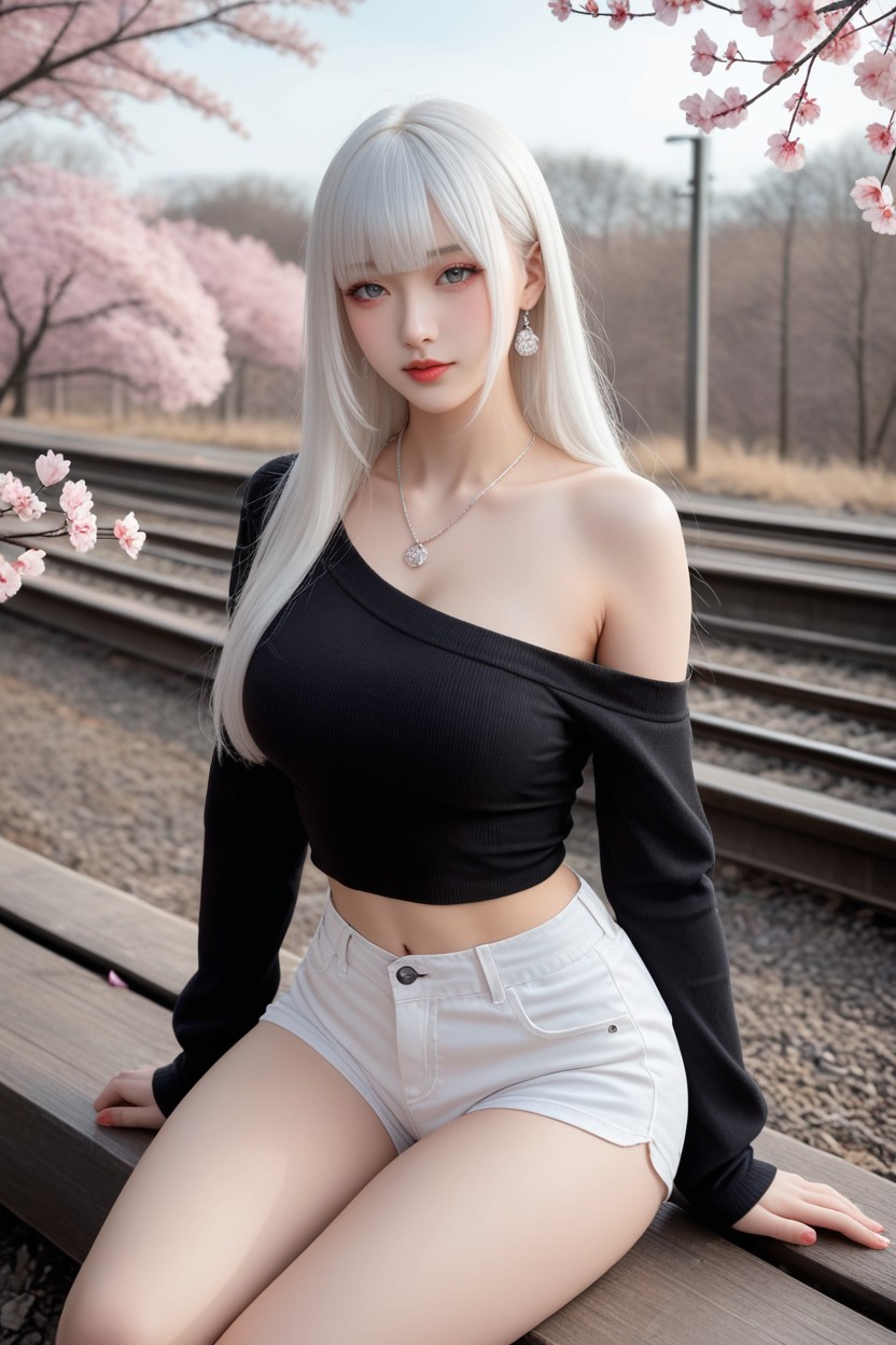 Silver Necklace, Perfect Curvy Body, High Resolution Asian AI Porn