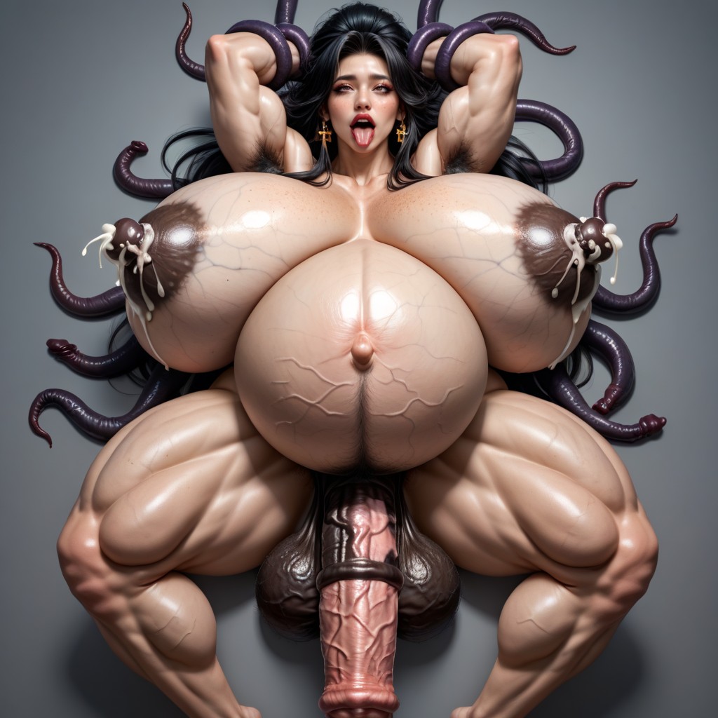 Huge Thick Muscle Arms, Hyper Dense Bushy Hairy Groin, She Was Excited And Her Nostrils Were Flared Asian AI Porn