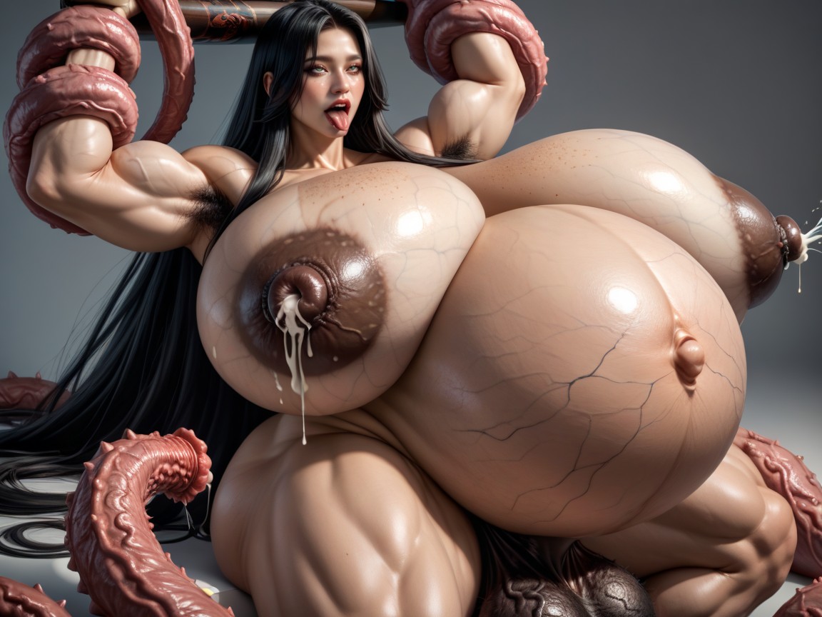Hyper Big Barbed Horsecock Futanari, They Is Extremely Giant, Torpedo Tits Asian AI Porn