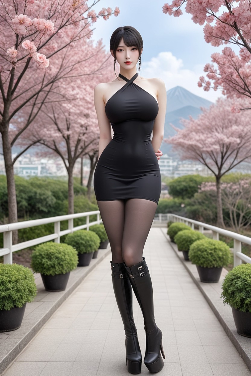 Makeup, Extremely Smooth Skin, Front View Asian AI Porn