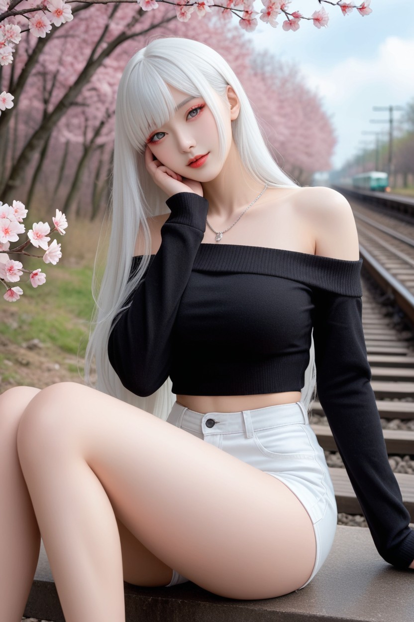 White Skin, White Hair, 20+ Asian AI Porn