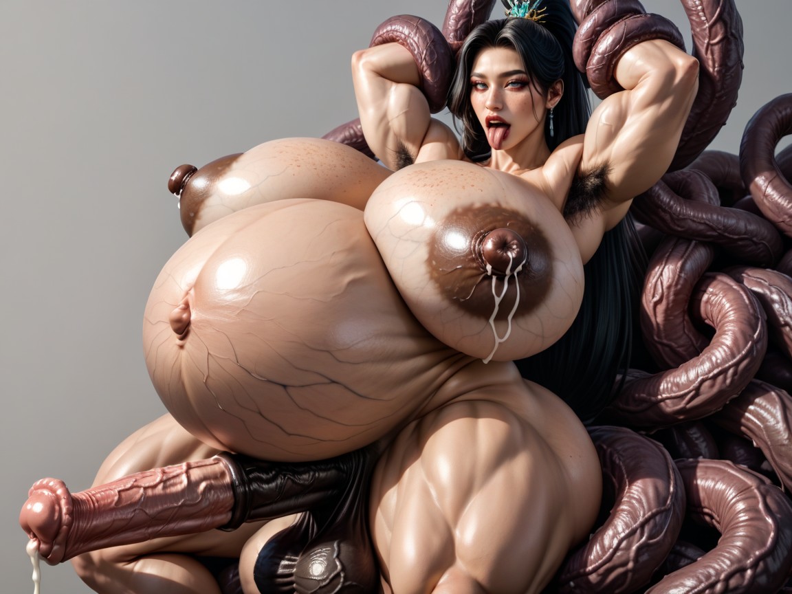 Longす Dark Color Nipples, Curvy Thick Female, Hyper Big Barbed Horsecock Futanari Asian AI Porn