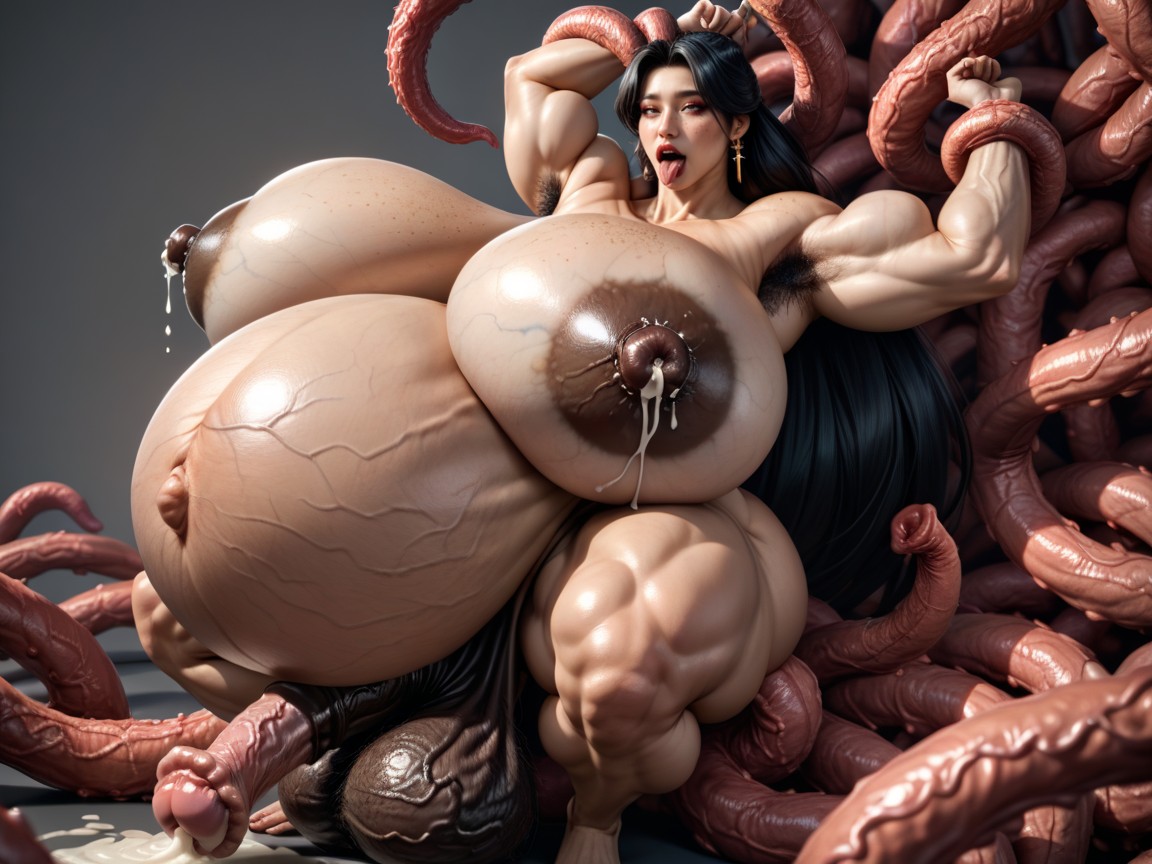 Dense Hairy Belly, Curvy Thick Female, Ahegao Asian AI Porn