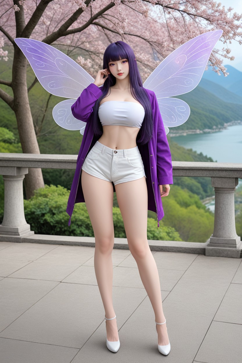 Lake And Mountain View, Blue Sky With Clouds, Perfect Waist And Hip Asian AI Porn
